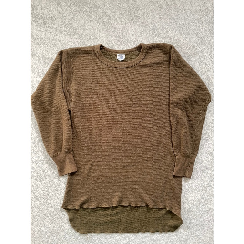 Vintage Made In USA J.E. Morgan Mens XL Arctex Thermal Shirt Brown Waffle Knit